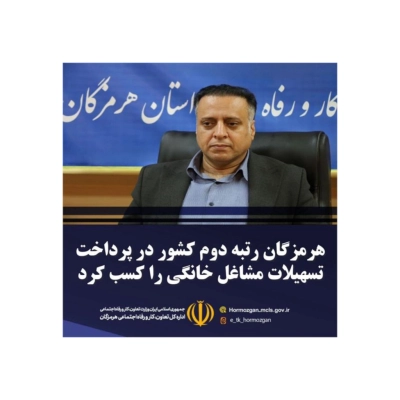 هرمزگان رتبه دوم کشور در پرداخت تسهیلات مشاغل خانگی را کسب کرد